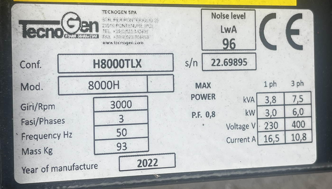 Stromaggregat TecnoGen Honda H8000TLX